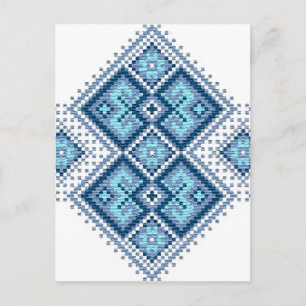 Ukrainian embroidery blue vyshyvanka postcard