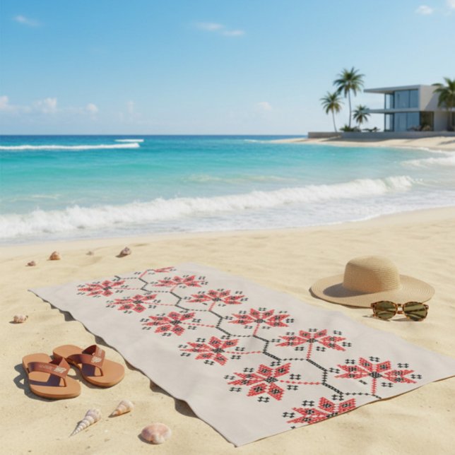 Ukrainian Embroidery Floral Folk Art  Beach Towel (Creator Uploaded)