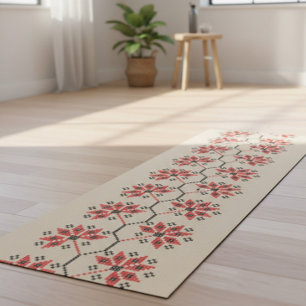 Ukrainian Embroidery Floral Folk Art Yoga Mat