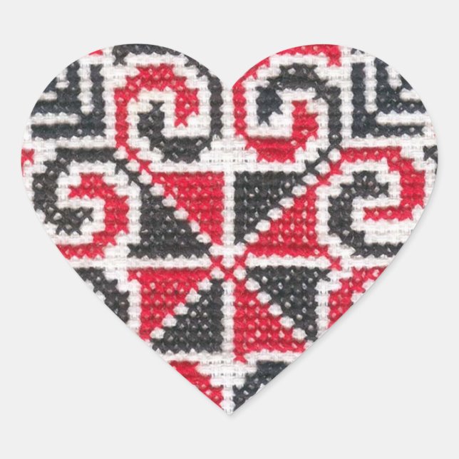 Ukrainian Embroidery Heart Sticker (Front)