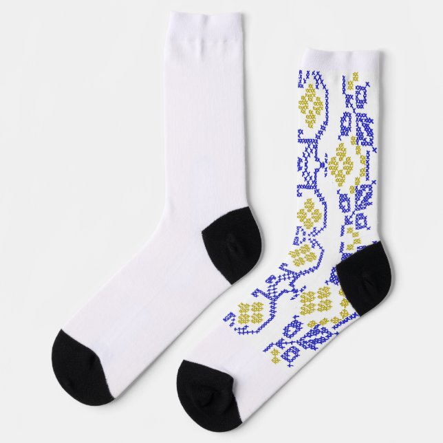  Ukrainian embroidery in the colours of the Ukrain Socks (Left)