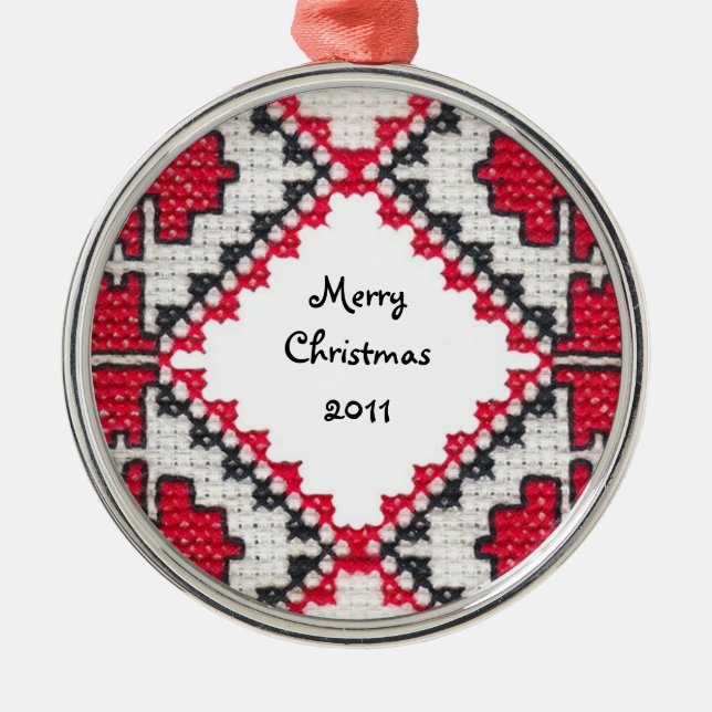 Ukrainian Embroidery Metal Tree Decoration (Front)