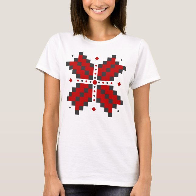 Ukrainian embroidery, red and black T-Shirt (Front)