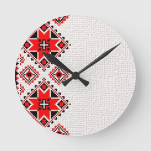 Ukrainian embroidery round clock