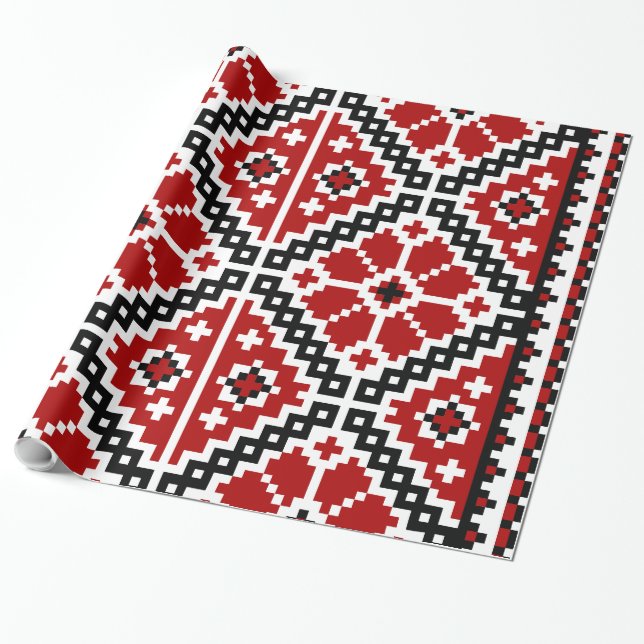 Ukrainian embroidery wrapping paper (Unrolled)