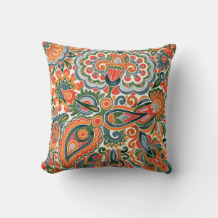 Ukrainian Ethnic Flower, Hand-Drawn Marker. Cushion