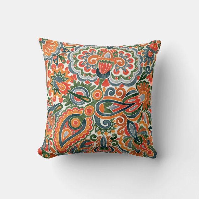 Ukrainian Ethnic Flower, Hand-Drawn Marker. Cushion (Front)