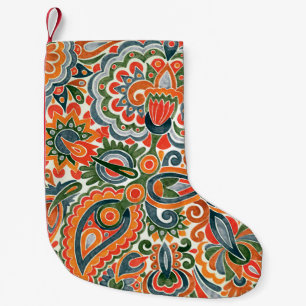 Ukrainian Ethnic Flower, Hand-Drawn Marker. Small Christmas Stocking