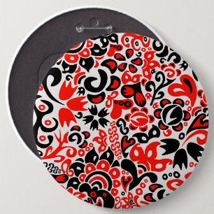 Ukrainian ethnic folk art floral pattern absrtact  6 cm round badge