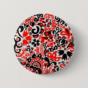 Ukrainian ethnic folk art floral pattern absrtact 6 cm round badge