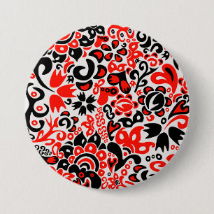 Ukrainian ethnic folk art floral pattern absrtact  7.5 cm round badge