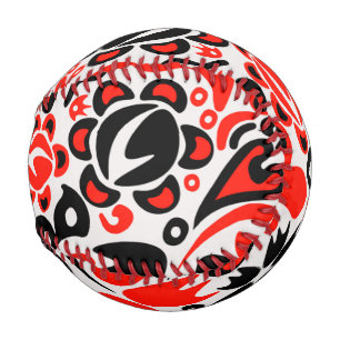 Ukrainian ethnic folk art floral pattern absrtact baseball