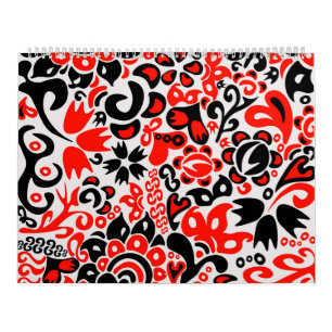 Ukrainian ethnic folk art floral pattern absrtact calendar