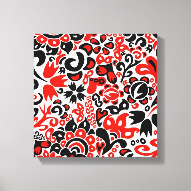 Ukrainian ethnic folk art floral pattern absrtact  canvas print (Front)