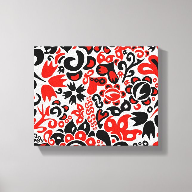 Ukrainian ethnic folk art floral pattern absrtact  canvas print (Front)