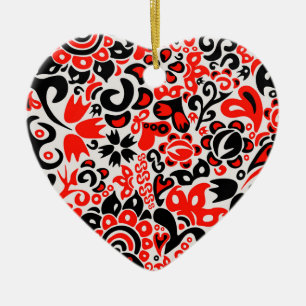 Ukrainian ethnic folk art floral pattern absrtact ceramic tree decoration