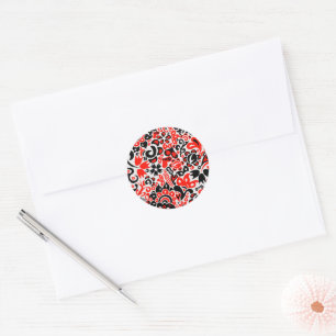 Ukrainian ethnic folk art floral pattern absrtact classic round sticker