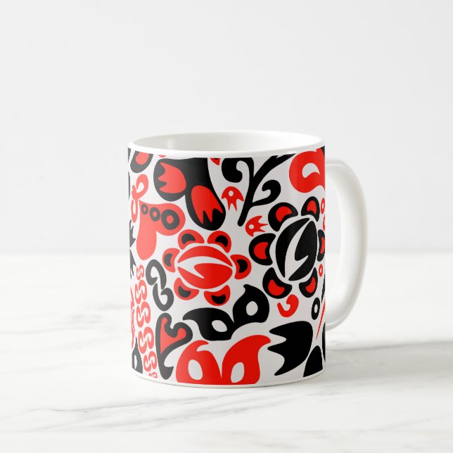 Ukrainian ethnic folk art floral pattern absrtact  coffee mug (Front Right)