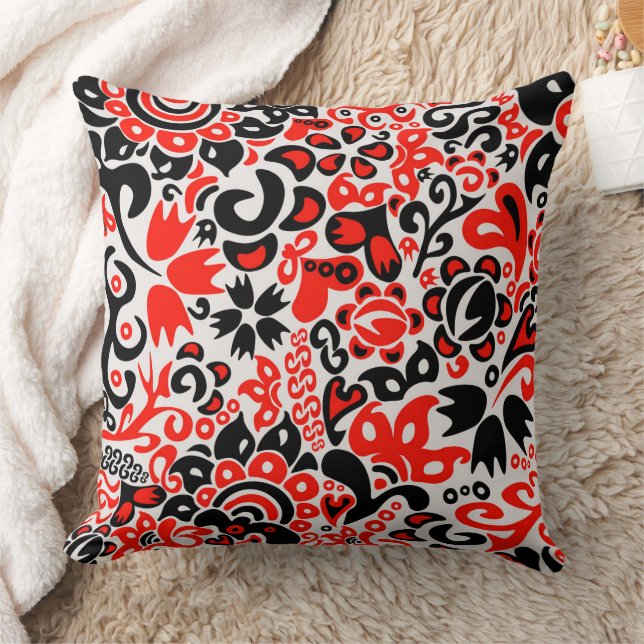 Ukrainian ethnic folk art floral pattern absrtact  cushion (Blanket)