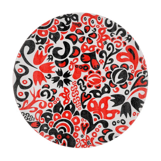 Ukrainian ethnic folk art floral pattern absrtact  cutting board (Front)