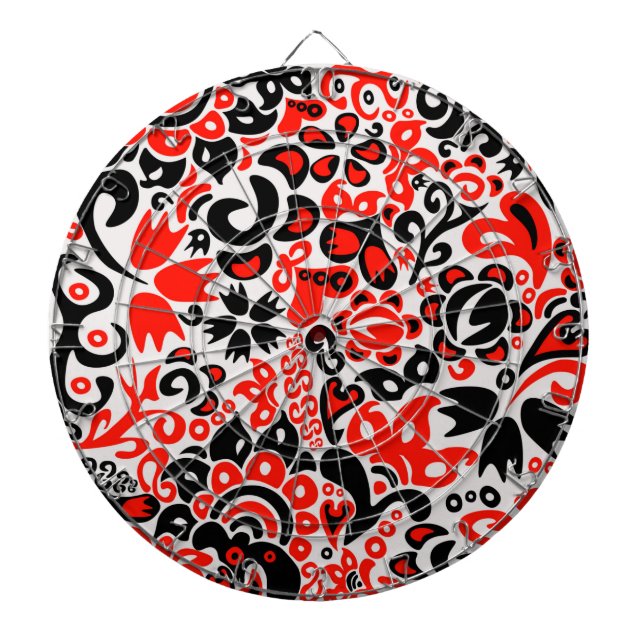 Ukrainian ethnic folk art floral pattern absrtact  dartboard (Front)