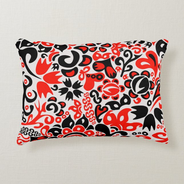 Ukrainian ethnic folk art floral pattern absrtact  decorative cushion (Front)