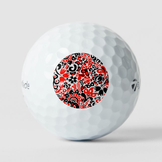 Ukrainian ethnic folk art floral pattern absrtact  golf balls (Front)