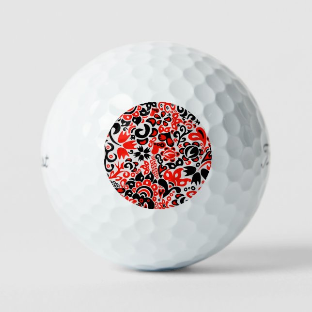 Ukrainian ethnic folk art floral pattern absrtact  golf balls (Front)