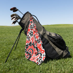 Ukrainian ethnic folk art floral pattern absrtact golf towel
