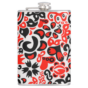 Ukrainian ethnic folk art floral pattern absrtact  hip flask