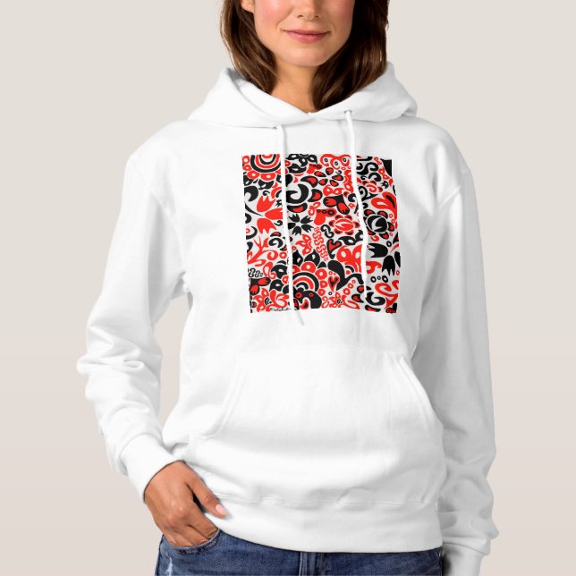 Ukrainian ethnic folk art floral pattern absrtact  hoodie (Front)