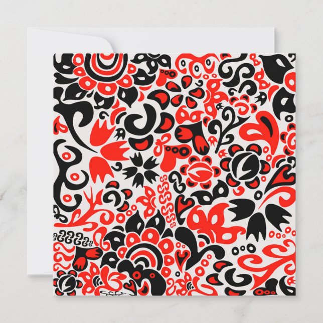 Ukrainian ethnic folk art floral pattern absrtact  invitation (Front)