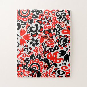 Ukrainian ethnic folk art floral pattern absrtact jigsaw puzzle