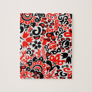 Ukrainian ethnic folk art floral pattern absrtact jigsaw puzzle
