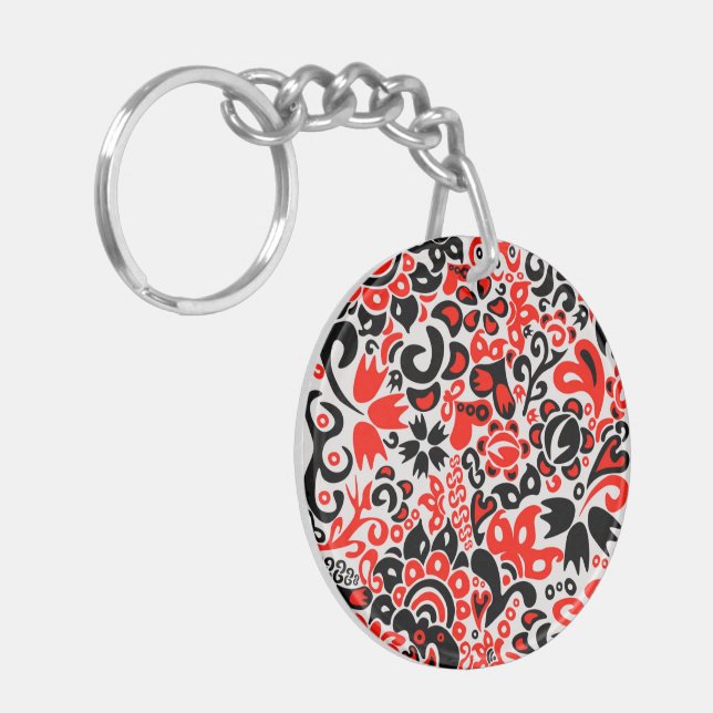 Ukrainian ethnic folk art floral pattern absrtact  key ring (Front Left)