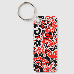 Ukrainian ethnic folk art floral pattern absrtact key ring