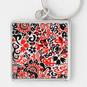 Ukrainian ethnic folk art floral pattern absrtact  key ring