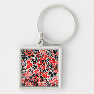 Ukrainian ethnic folk art floral pattern absrtact key ring