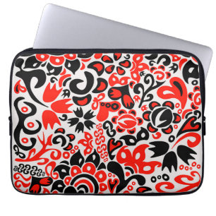 Ukrainian ethnic folk art floral pattern absrtact  laptop sleeve