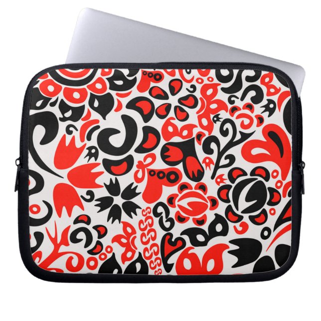 Ukrainian ethnic folk art floral pattern absrtact  laptop sleeve (Front)