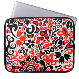 Ukrainian ethnic folk art floral pattern absrtact laptop sleeve