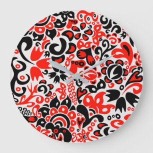 Ukrainian ethnic folk art floral pattern absrtact  large clock