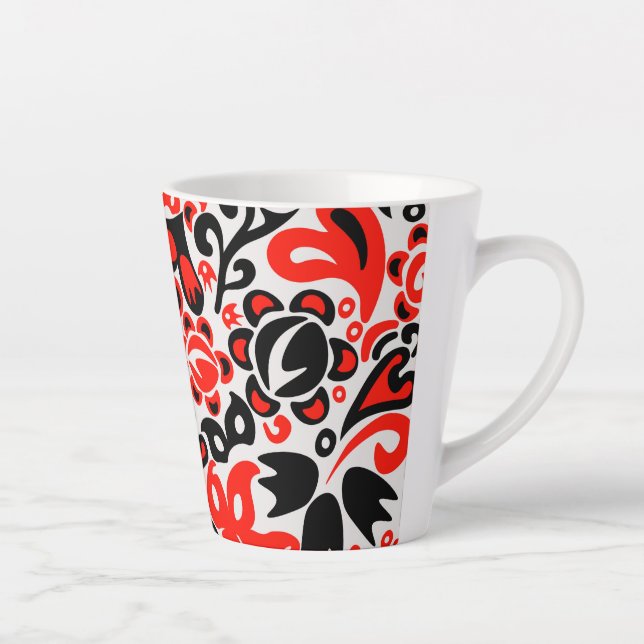 Ukrainian ethnic folk art floral pattern absrtact  latte mug (Right)