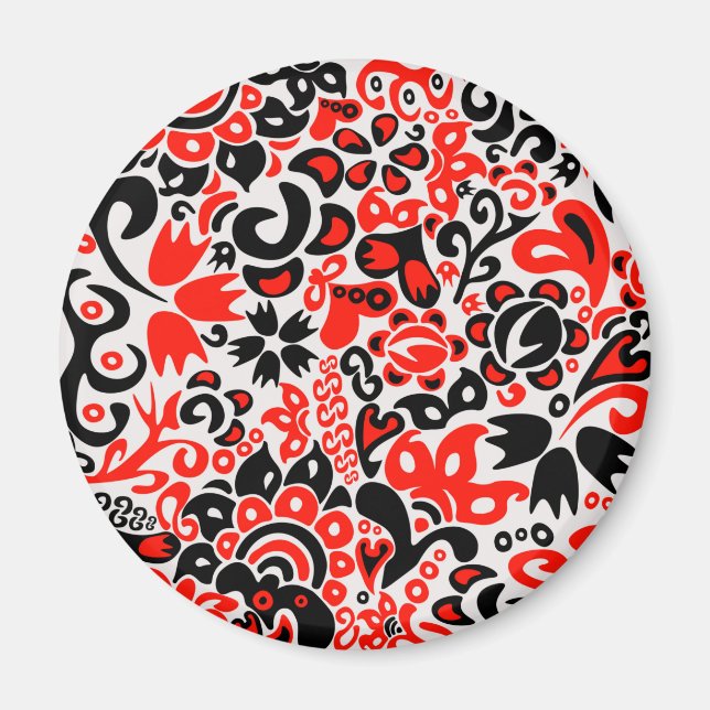 Ukrainian ethnic folk art floral pattern absrtact  magnet (Front)