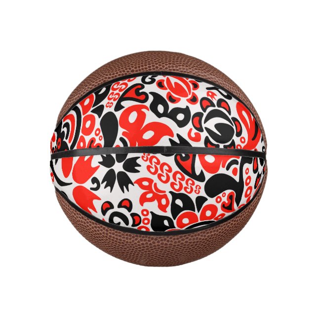 Ukrainian ethnic folk art floral pattern absrtact  mini basketball (Front)