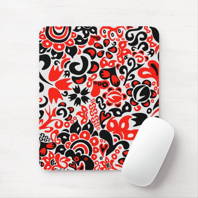 Ukrainian ethnic folk art floral pattern absrtact  mouse mat (With Mouse)