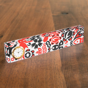Ukrainian ethnic folk art floral pattern absrtact nameplate