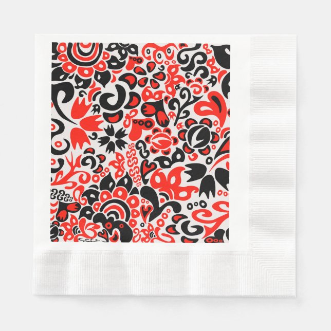 Ukrainian ethnic folk art floral pattern absrtact  napkin (Front)