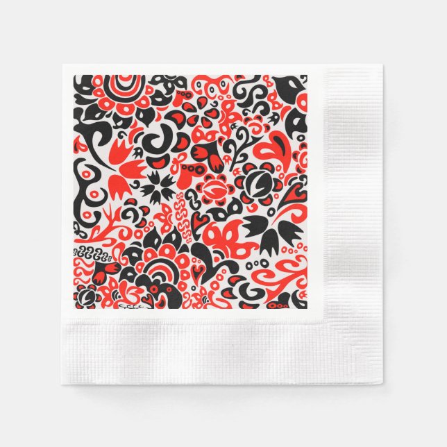 Ukrainian ethnic folk art floral pattern absrtact  napkin (Front)