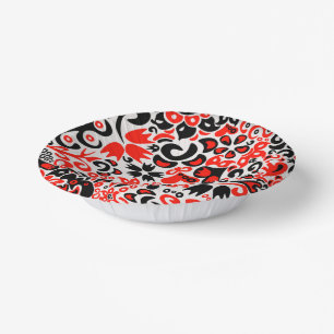 Ukrainian ethnic folk art floral pattern absrtact paper plate